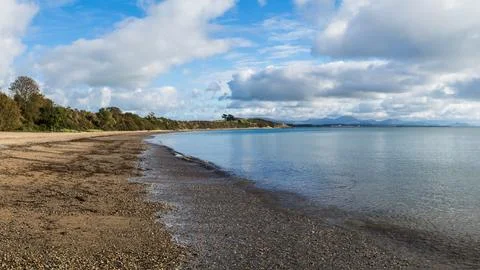 Llanbedrog beach panorama Stock Photos