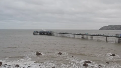 Llandudno Pier Viewed from the Great Orme on a Winter Day Stock Footage 330407154