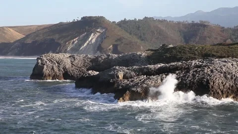 Llanes cliffs in Spain Stock Footage 135893271
