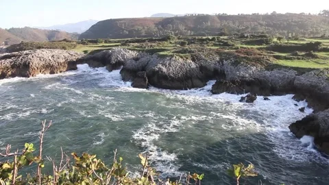 Llanes cliffs in Spain Stock Footage 135893454