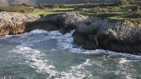 Llanes cliffs in Spain Stock Footage 135893967