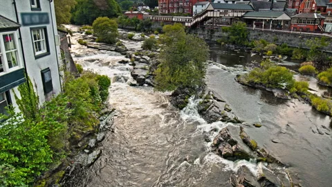 Llangollen Railway Station River Dee Llangollen Denbighshire North Wales. Stock Footage 255157309