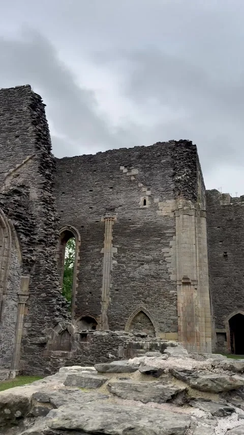 Llangollen, UK 2026 Sep 06 Valle Crucis Abbey Ruins; 4k Video Stock Footage 344881153