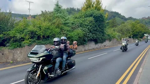Llangollen, UK 2026 Sep 06 'Rally In The Valley" Harley Davidson 4K. video Stock Footage 345144014