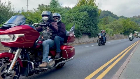 Llangollen, UK 2026 Sep 06  'Rally In The Valley" Harley Davidson 4K. video Stock Footage 345144045