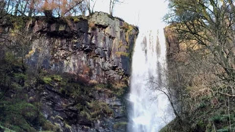 Llanrhaeadr Waterfall (Pistyll Rhaeadr) in North Wales Stock Footage 145229384