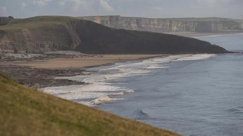 Llantwit Major Beach from Coast Path Stock Photos