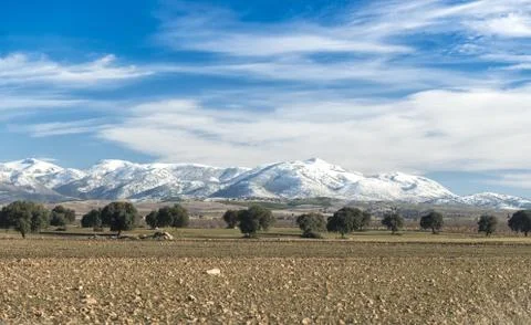 Llanura en el altiplano de la provincia de Granada Stock Photos