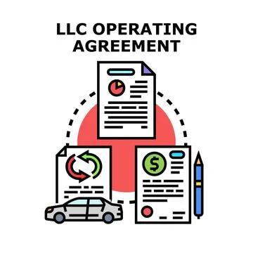Llc operating agreement creating business structure documents Stock Illustration