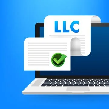 LLC registration document appearing on laptop screen Ilustração Stock