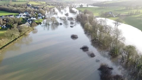 Llechryd floods 2020 Stock Footage 153873675