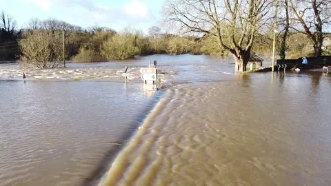 Llechryd floods 2020 스톡 동영상 153873952