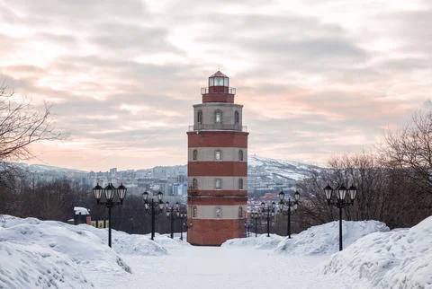 Llighthouse tower in Murmansk Stock Photos