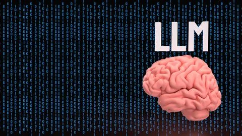 The LLM and Brain for Technology concept 3d Rendering. イラスト素材
