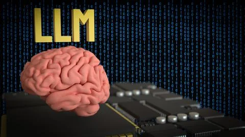 The LLM and Brain for Technology concept 3d Rendering. 스톡 일러스트
