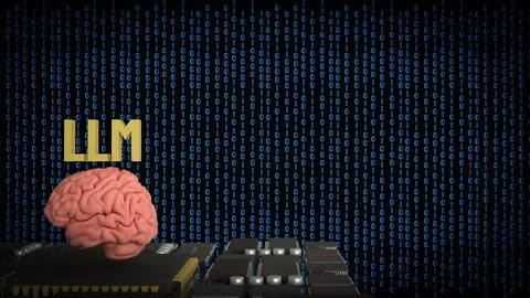 The LLM and Brain for Technology concept 3d Rendering. Stock Illustration