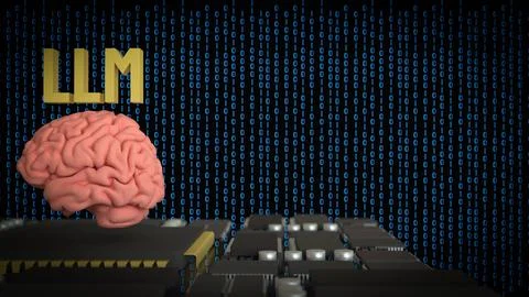 The LLM and Brain for Technology concept 3d Rendering. 스톡 일러스트