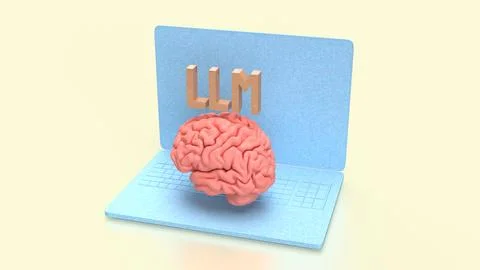 The LLM and Brain for Technology concept 3d Rendering. Stock Illustration