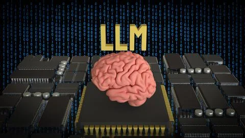 The LLM and Brain for Technology concept 3d Rendering. 스톡 일러스트