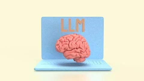 The LLM and Brain for Technology concept 3d Rendering. 스톡 일러스트