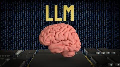 The LLM and Brain for Technology concept 3d Rendering. Stock Illustration
