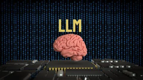 The LLM and Brain for Technology concept 3d Rendering. Stockfoto's