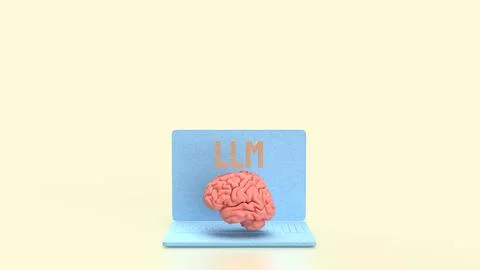 The LLM and Brain for Technology concept 3d Rendering. Stock Photos