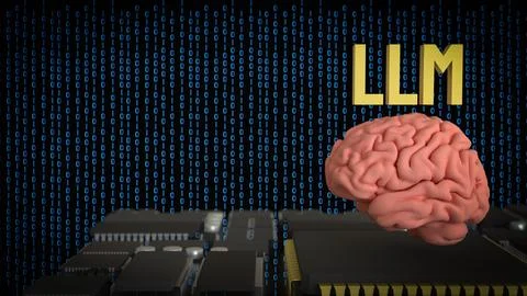The LLM and Brain for Technology concept 3d Rendering. 写真素材