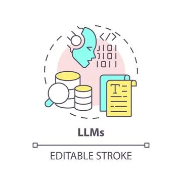 LLM artificial intelligence multi color concept icon Stock Illustration