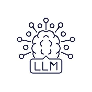 LLM icon, Large Language Model and Artificial Intelligence technology line .. Stock-Illustration