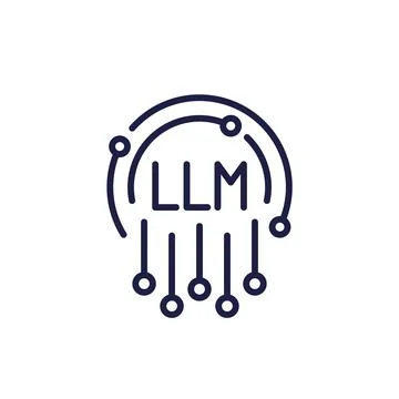 LLM icon, Large Language Model and AI technology line design Stock Illustration