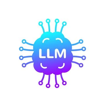 LLM icon, Large Language Model design on white Stock Illustration