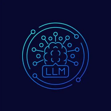 LLM icon, Large Language Model, Artificial Intelligence and Machine Learnin.. Stock Illustration