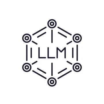 LLM icon, Large Language Model and AI technology line design Иллюстрация