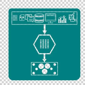 LLM Indexing Diagram - Multimodal Data to Vector Clusters Stock Illustration