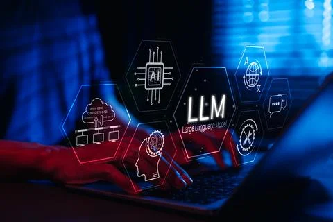 LLM Large Language Model and AI technology concept. Stock Photos
