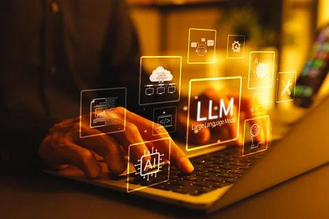 LLM Large Language Model and AI technology concept. Stock-Fotos