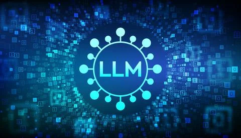 LLM Large Language Model technology concept. Artificial Intelligence. AI. Mac Stock Illustration