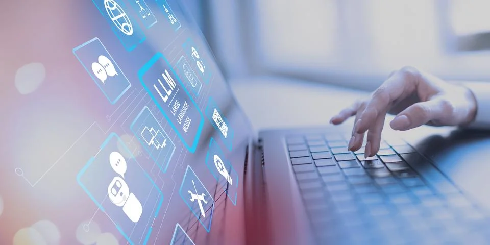 LLM Large Language Model Technology and Artificial Intelligence Applications  스톡 사진