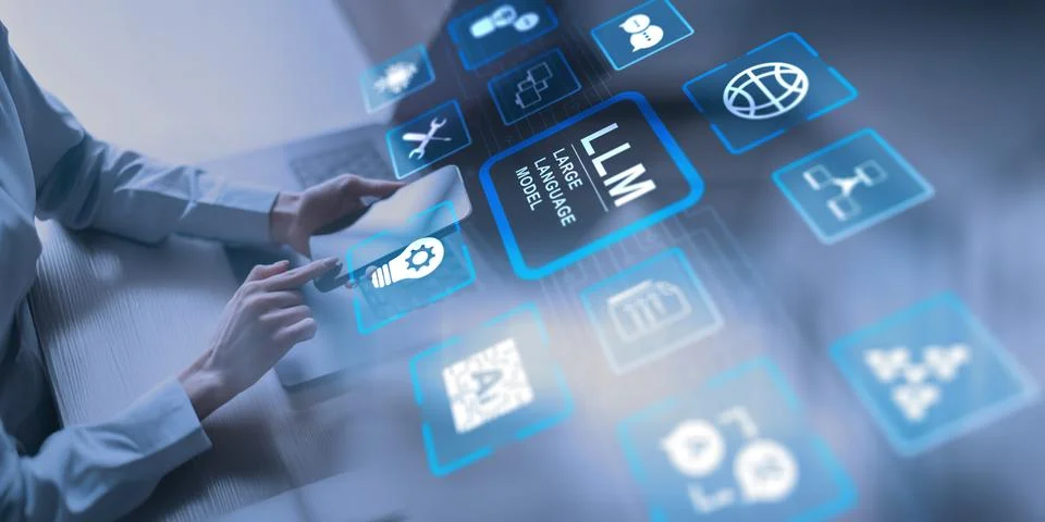 LLM Large Language Model Technology and Artificial Intelligence Applications  스톡 사진