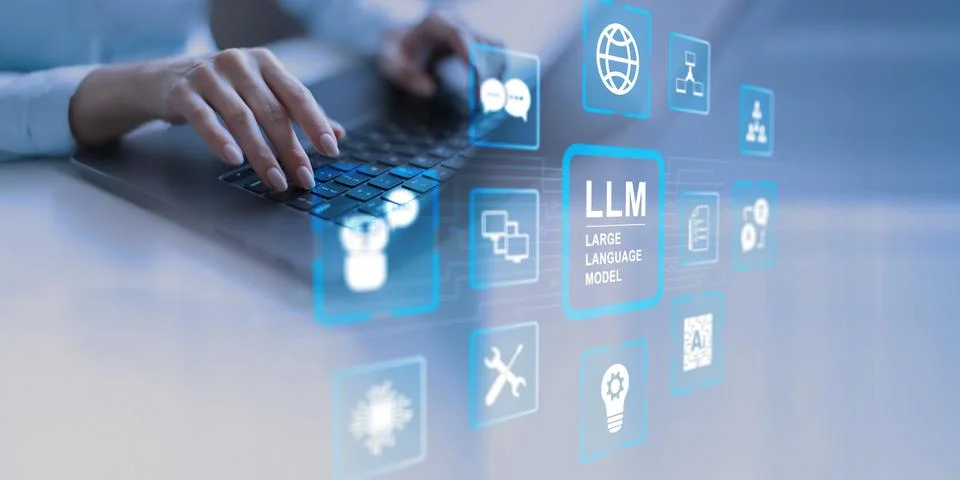 LLM Large Language Model Technology and Artificial Intelligence Applications  Stock Photos