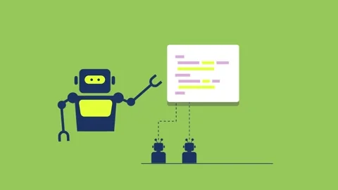 LLM model trains coding algorithm to other AI bots. Stock Footage 337956245