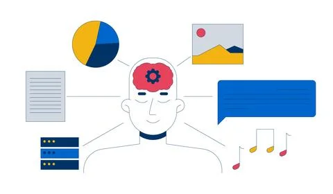 LLM training datasets 2D illustration concept Stock Illustration
