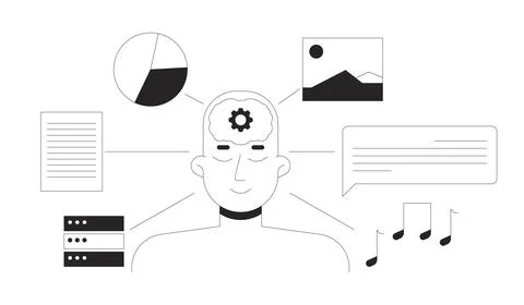 LLM training datasets line illustration concept Stock Illustration