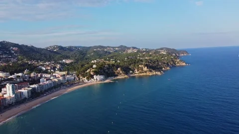 Lloret De Mar. Aerial View Of Buildings City, Beach. Costa Brava. Spain. Stock Footage 242355462