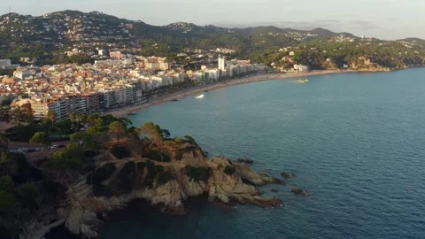 Lloret de Mar bay i sunset. Drone footage. Spain. Stock Footage 308083993