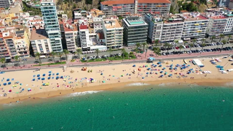 Lloret de Mar beach in Girona, Costa brava, Catalonia, Spain near of Barcelona Video stock 209964469