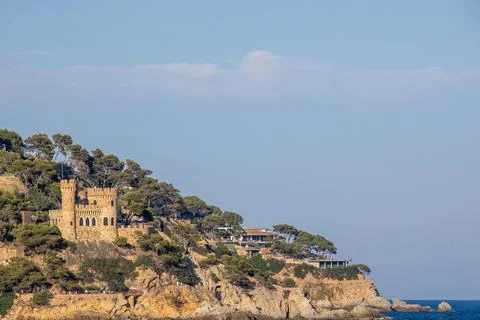 Lloret de Mar Castle on the beach. Castell Platja at Sa Caleta beach on the Cost 写真素材