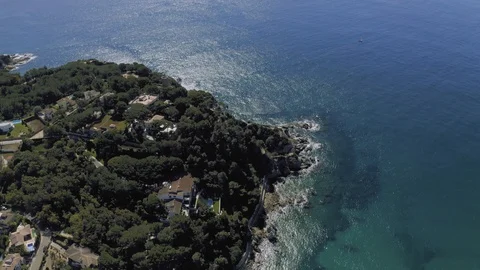 Lloret de Mar on Mediterranean Sea in summer Spain 4K drone flight 스톡 동영상 119113285