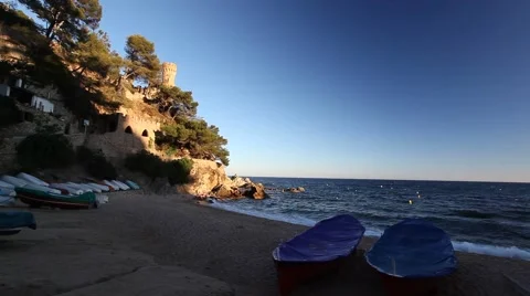 Lloret de mar sea views Spain beach side.  Stock Footage 66513241